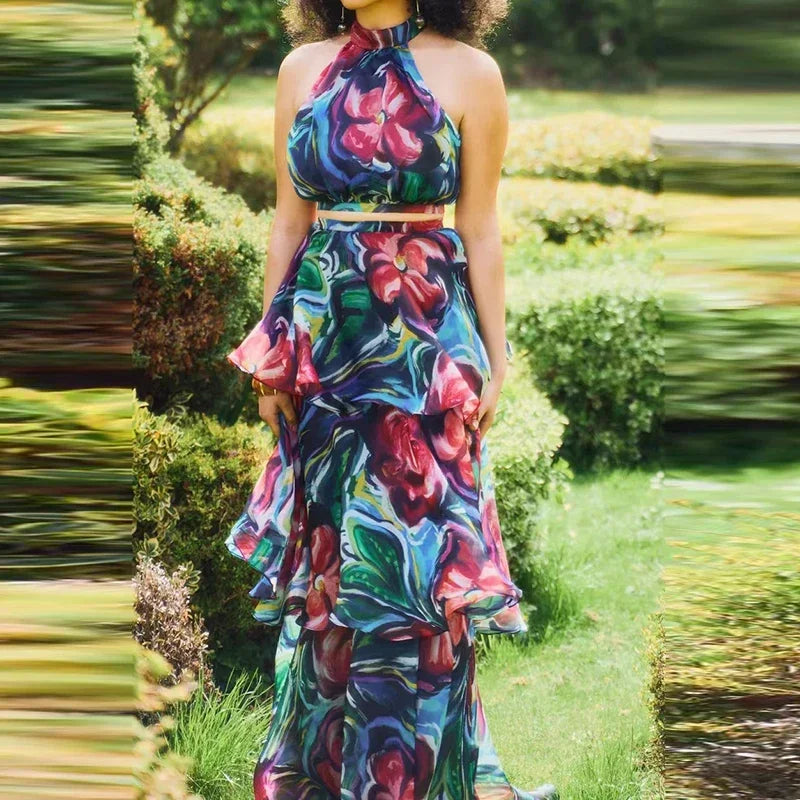 Siena | Abito Estivo con Motivo Fogliare