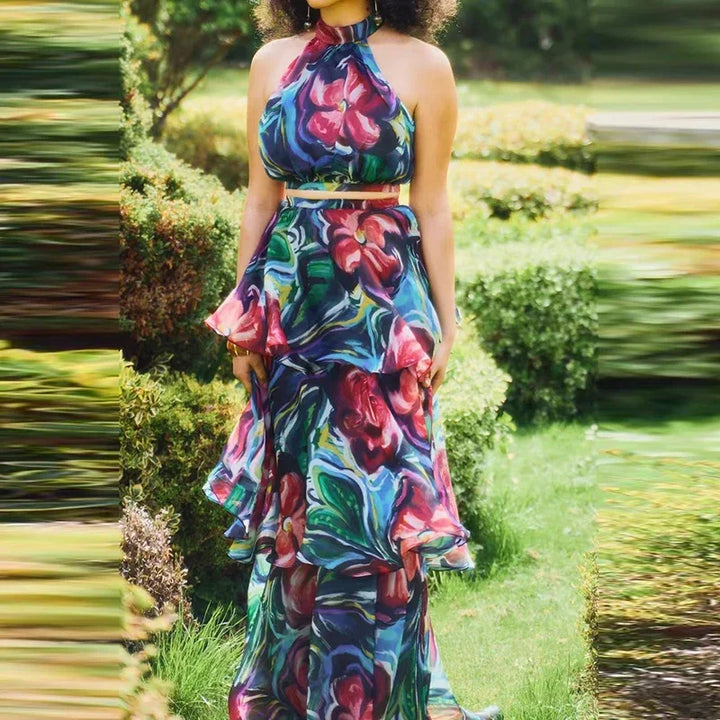 Siena | Abito Estivo con Motivo Fogliare