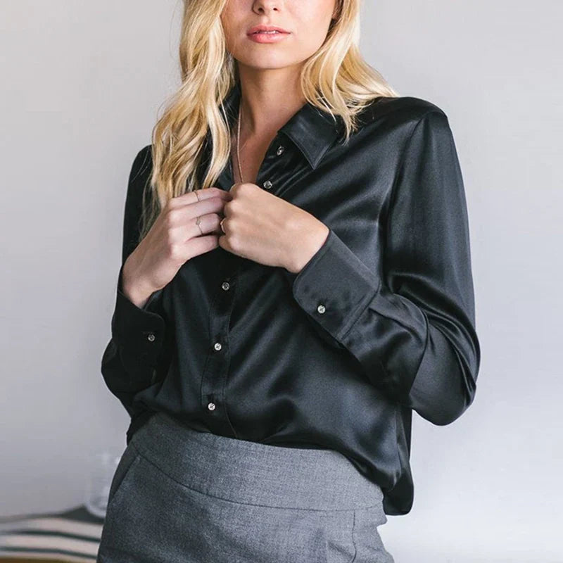 Victoria™ | Layla Silk Satin Blouse for Office and Evening Elegance