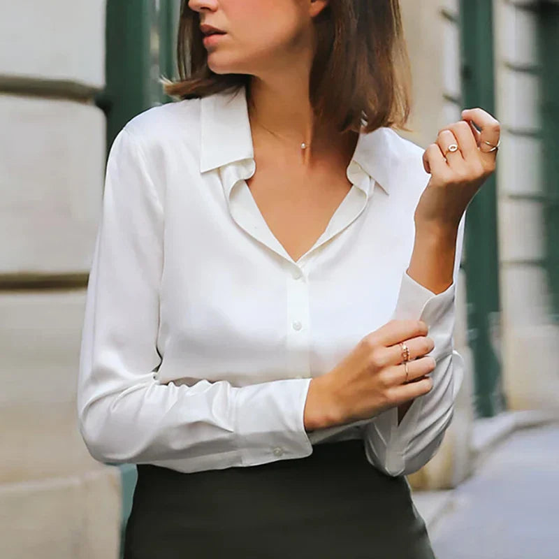 Victoria™ | Layla Silk Satin Blouse for Office and Evening Elegance