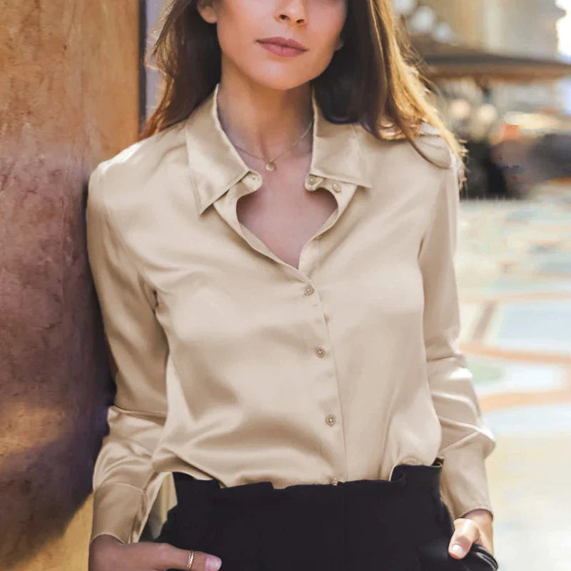 Victoria™ | Layla Silk Satin Blouse for Office and Evening Elegance