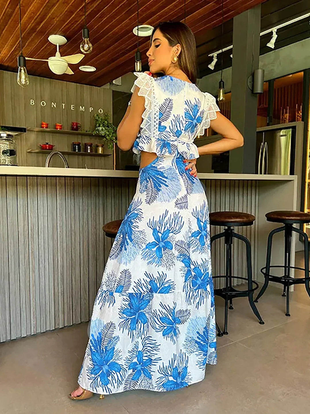 Margie - Abito Maxi in Pizzo Senza Maniche alla Moda