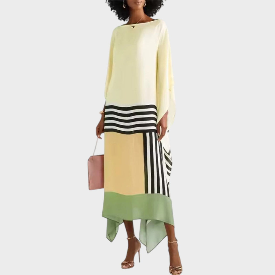 Lucia | Abito Lungo Asimmetrico a Righe