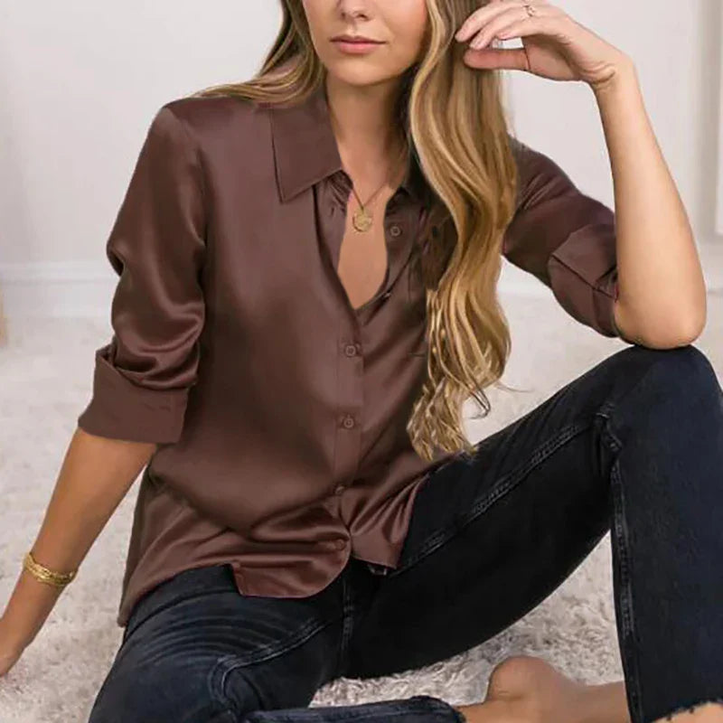 Victoria™ | Layla Silk Satin Blouse for Office and Evening Elegance