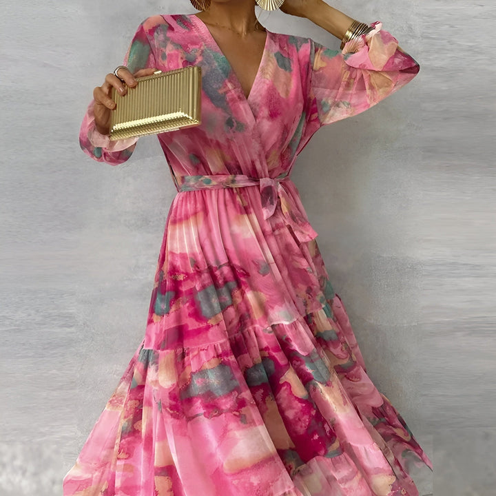 LUCIA | Abito Lungo Estivo con Motivo Floreale e Silhouette Regolabile