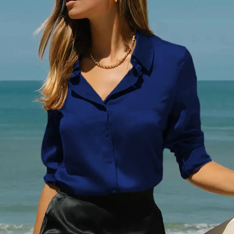 Victoria™ | Layla Silk Satin Blouse for Office and Evening Elegance