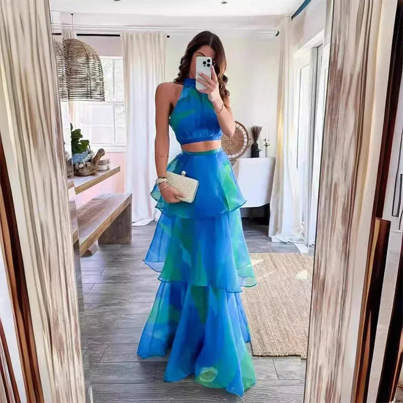 Siena | Abito Estivo con Motivo Fogliare