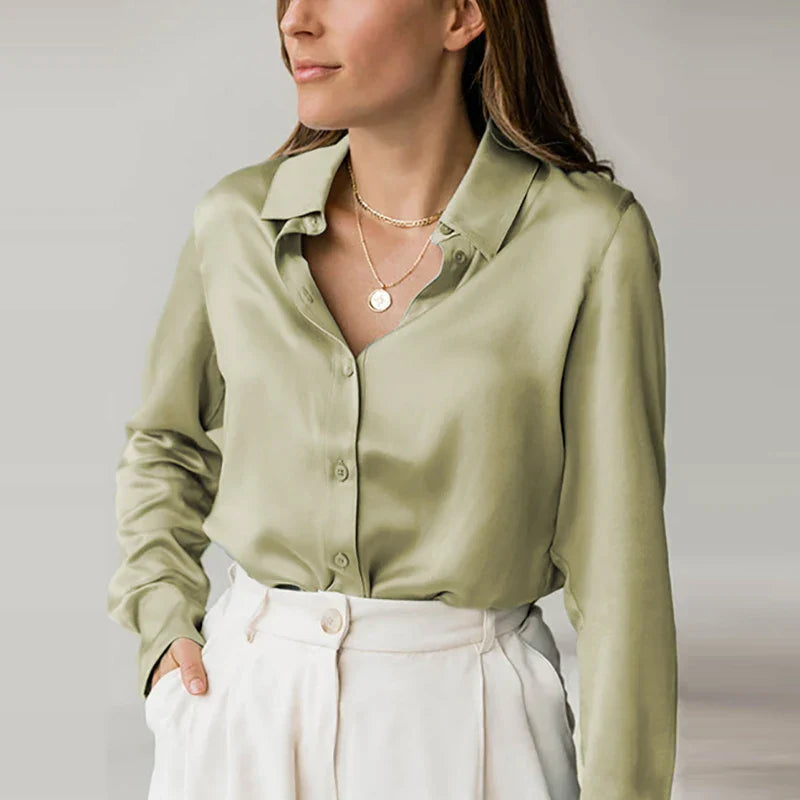 Victoria™ | Layla Silk Satin Blouse for Office and Evening Elegance