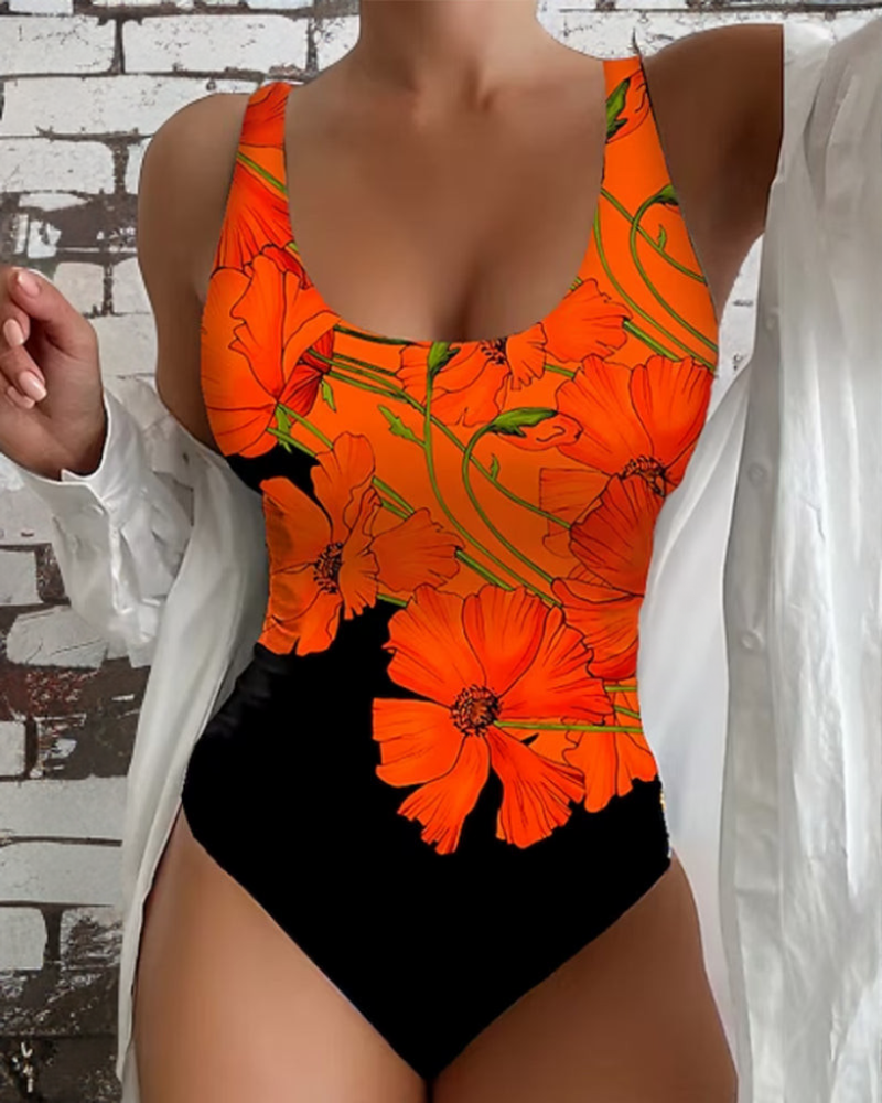 Lucyna - Stylish One-Piece Swimsuit with Floral Pattern