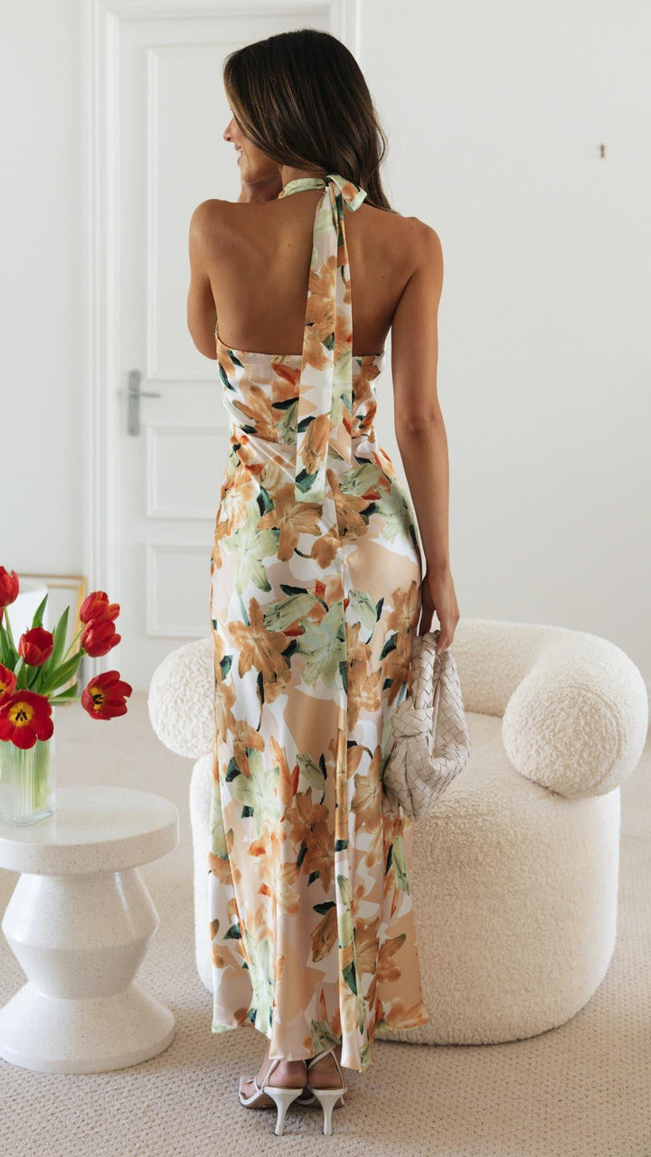 Shannon | Abito Maxi Floral con Scollo Halter