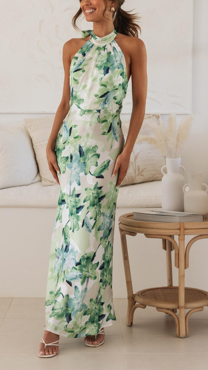 Shannon | Abito Maxi Floral con Scollo Halter