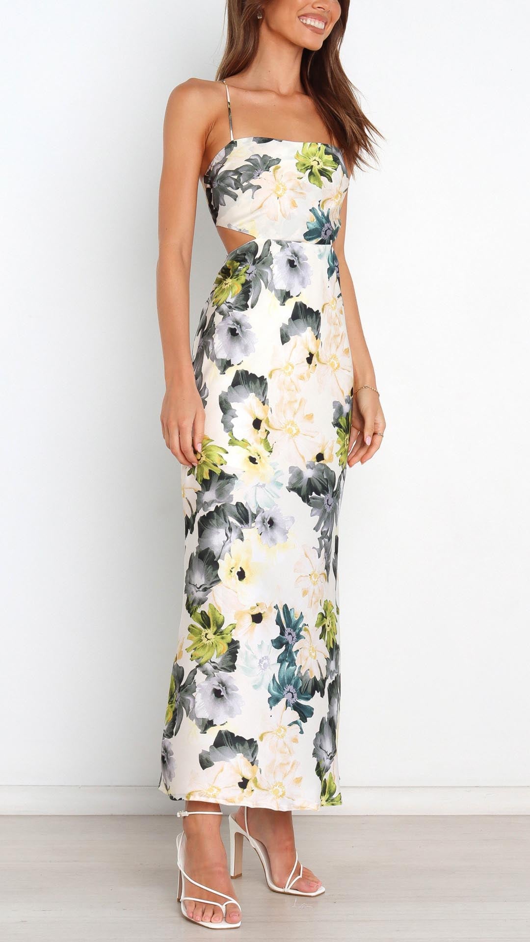 Fioretta – Abito Lungo in Raso con Schiena Scoperta