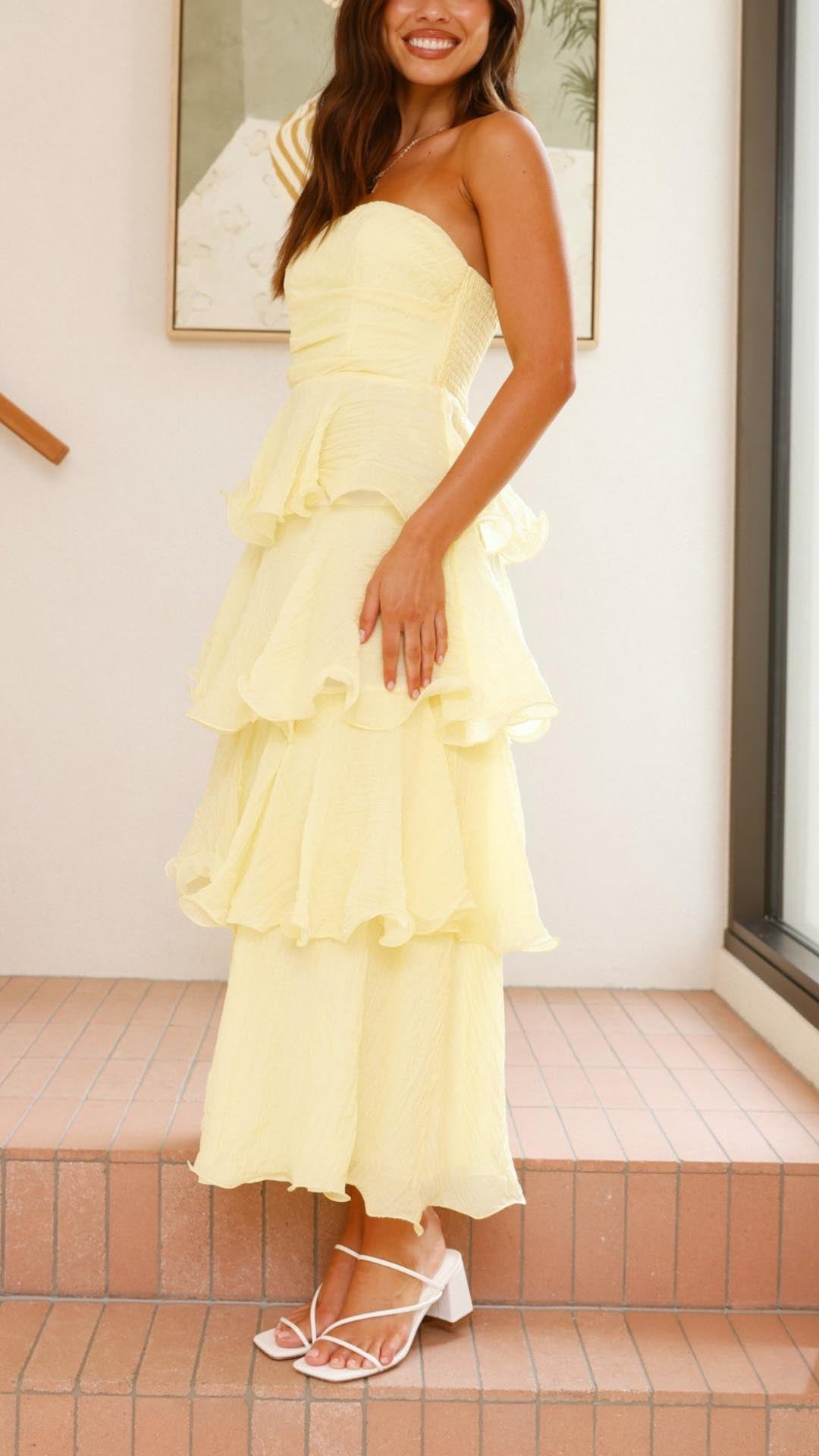 Kate | Abito Maxi con Volant a Strati