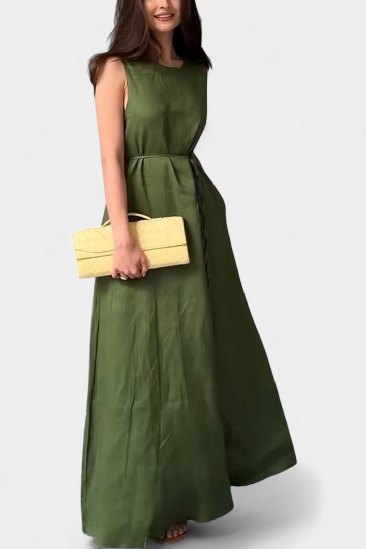 Vestito Rosetta Morbido in Cotone e Lino Senza Maniche