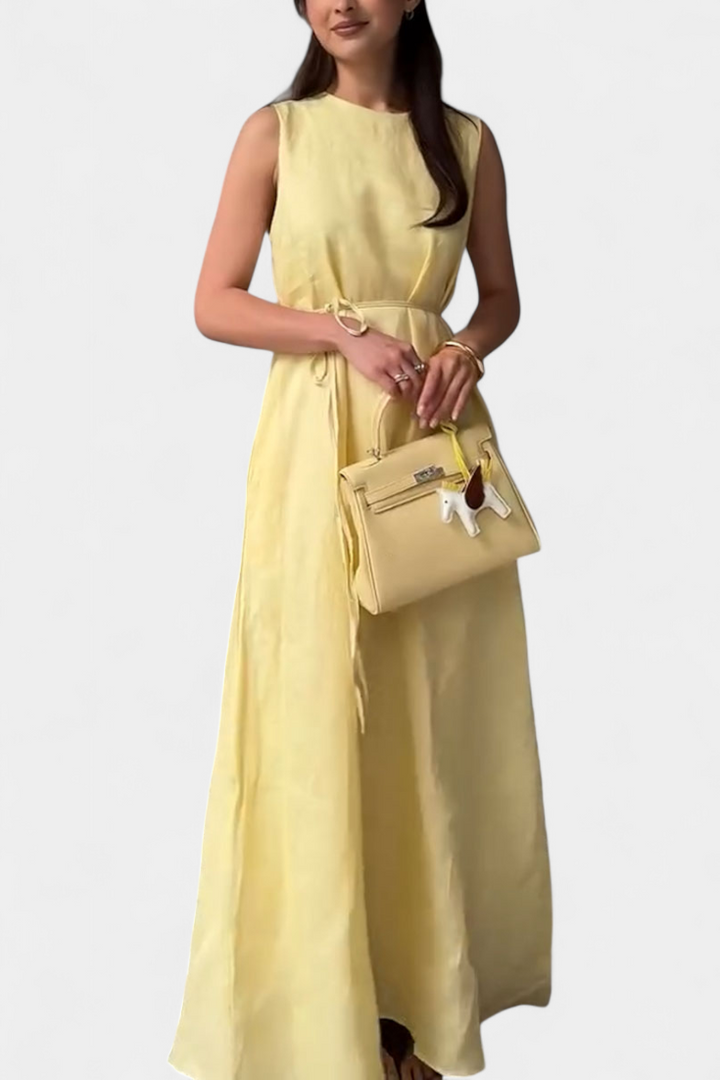 Vestito Rosetta Morbido in Cotone e Lino Senza Maniche