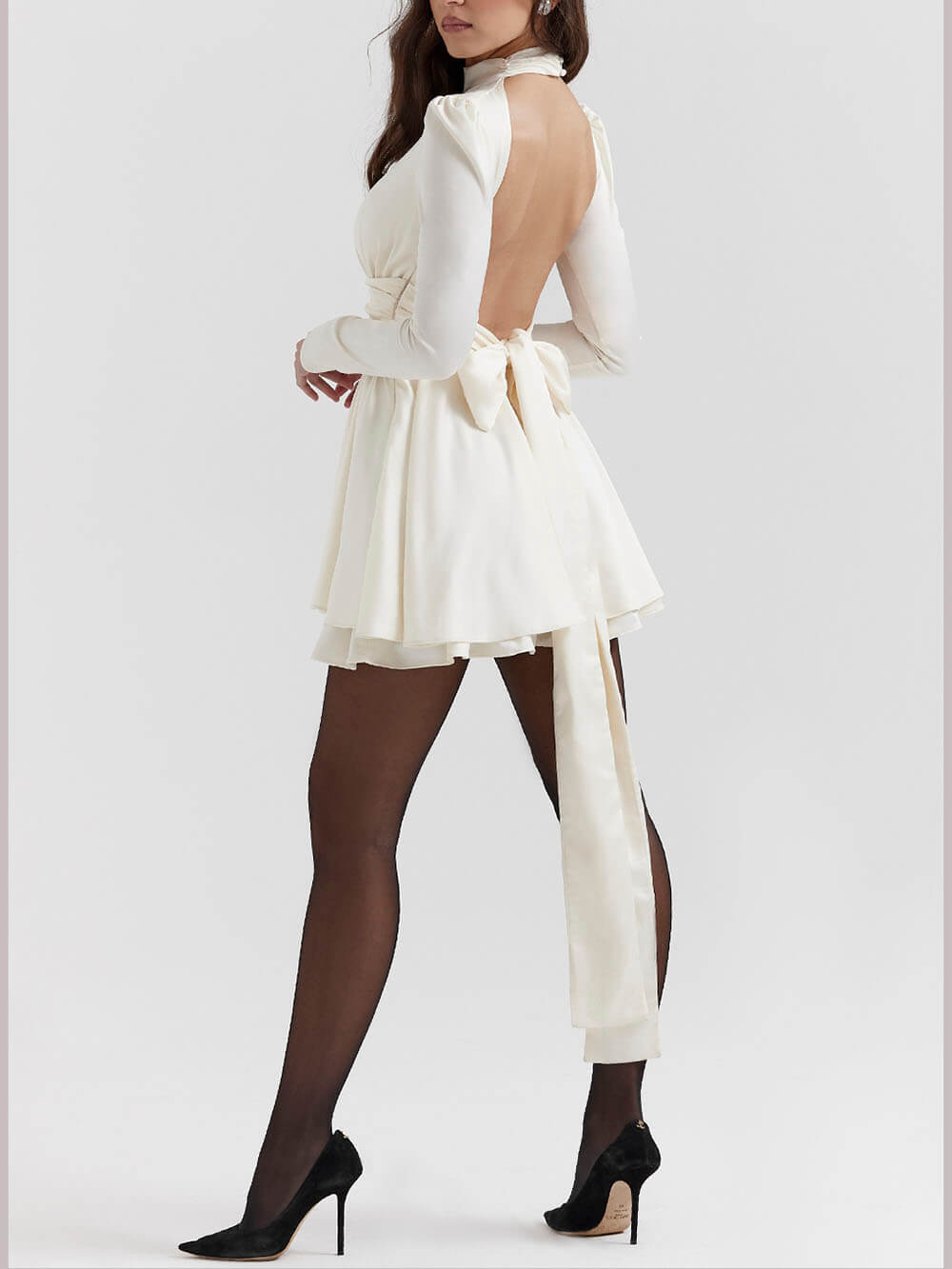 Victoria™ | Ivory Bow Mini Dress