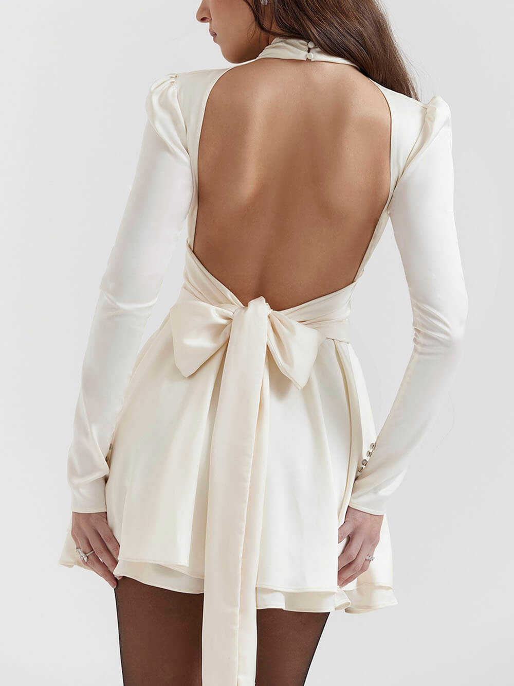 Victoria™ | Ivory Bow Mini Dress