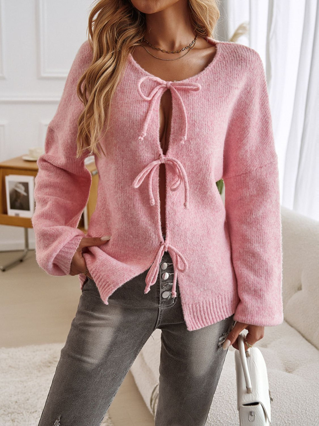 Sofia™ | Cardigan girocollo annodato Allegra-Vita