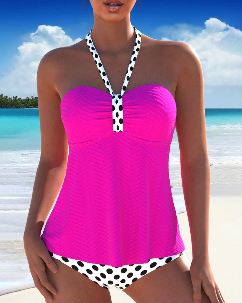 Victoria™ | Halter-Neck Polka Dot Print Tankini for a Stylish Holiday