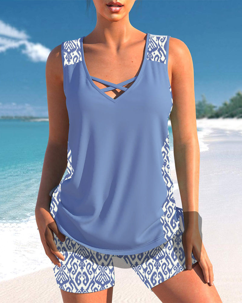 Alice™ | Tankini con Design Geometrico e Scollatura a V