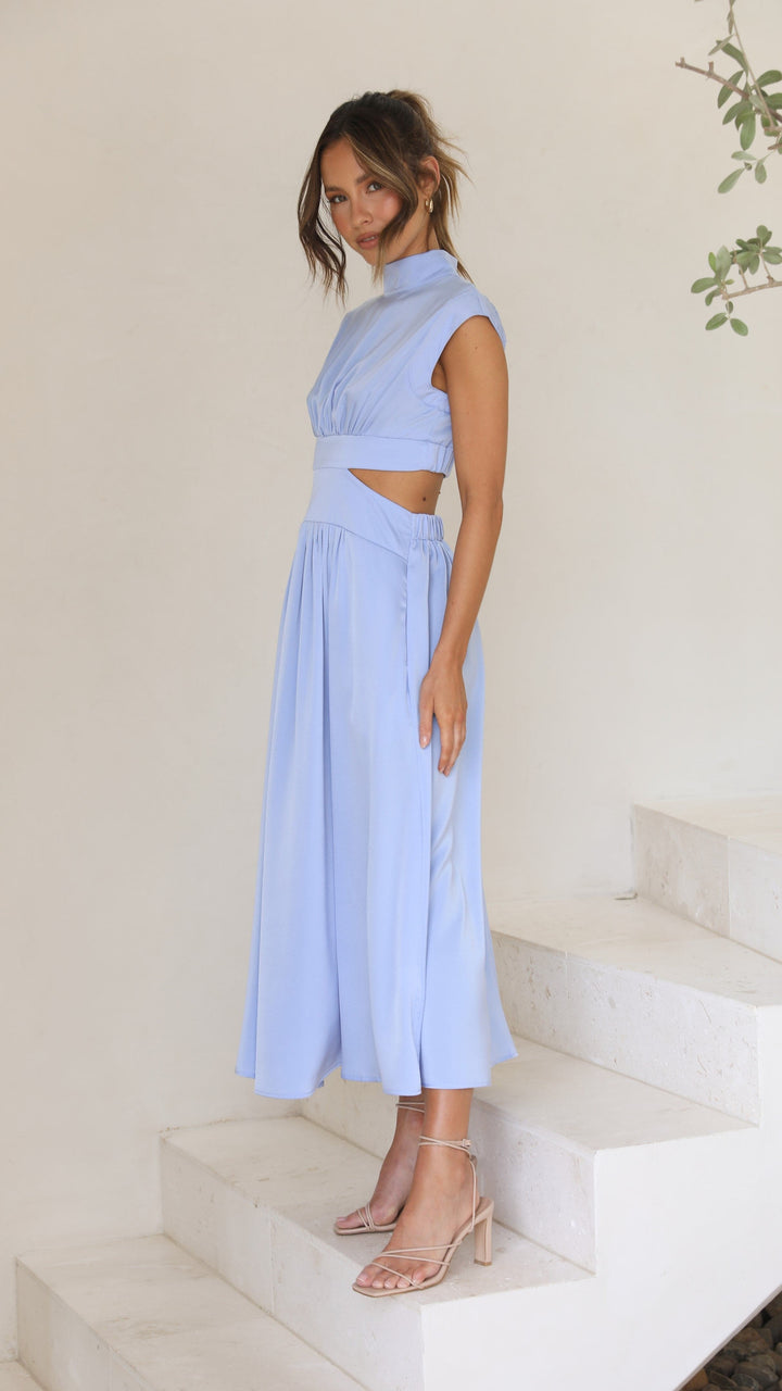 Cindie – Abito Midi con Cut-Out Azzurro