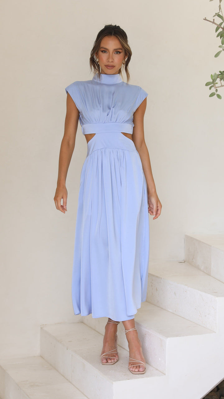 Cindie – Abito Midi con Cut-Out Azzurro