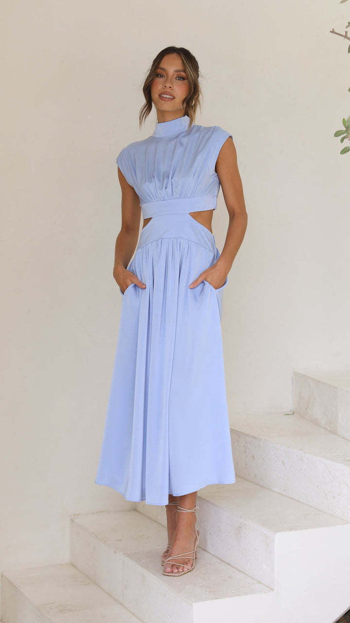 Cindie – Abito Midi con Cut-Out Azzurro