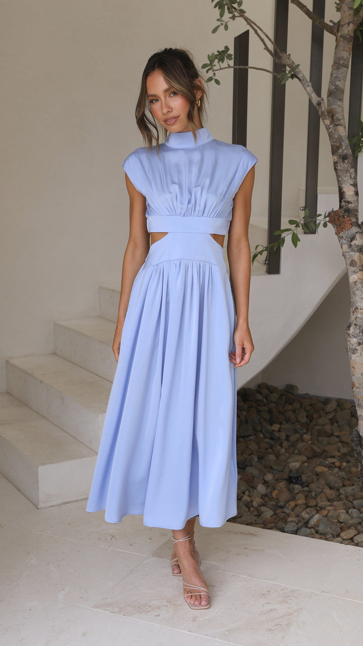 Cindie – Abito Midi con Cut-Out Azzurro