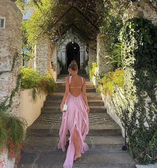 Collins | Abito Maxi Senza Spalline con Rouches