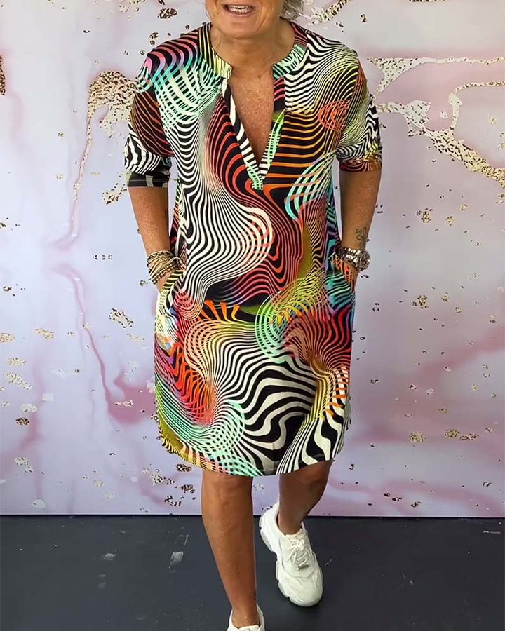 Ria™ | Vestito colorato con scollo a V