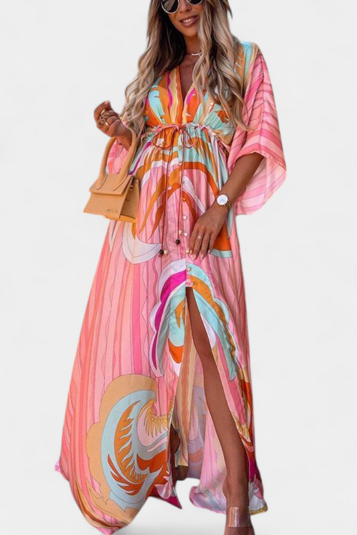 Joelle Vestito Morbido Arcobaleno con Manica a Pipistrello