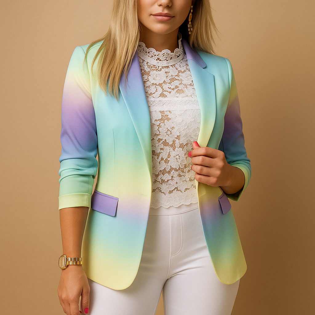 Blazer elegante da donna con stampa vivace e colletto a scialle | Nienke