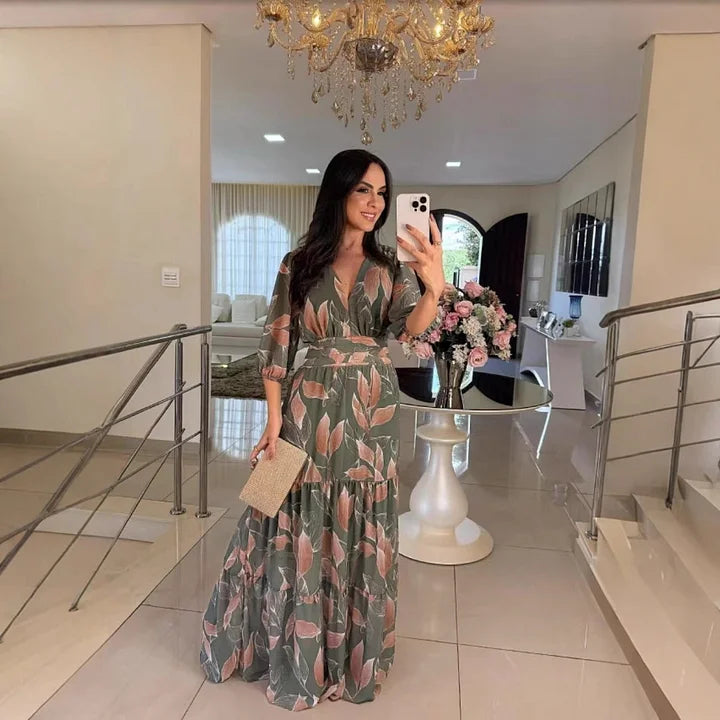 CLAUDIA | Abito Lungo Floreale con Vestibilità Comoda per Giornate Eleganti