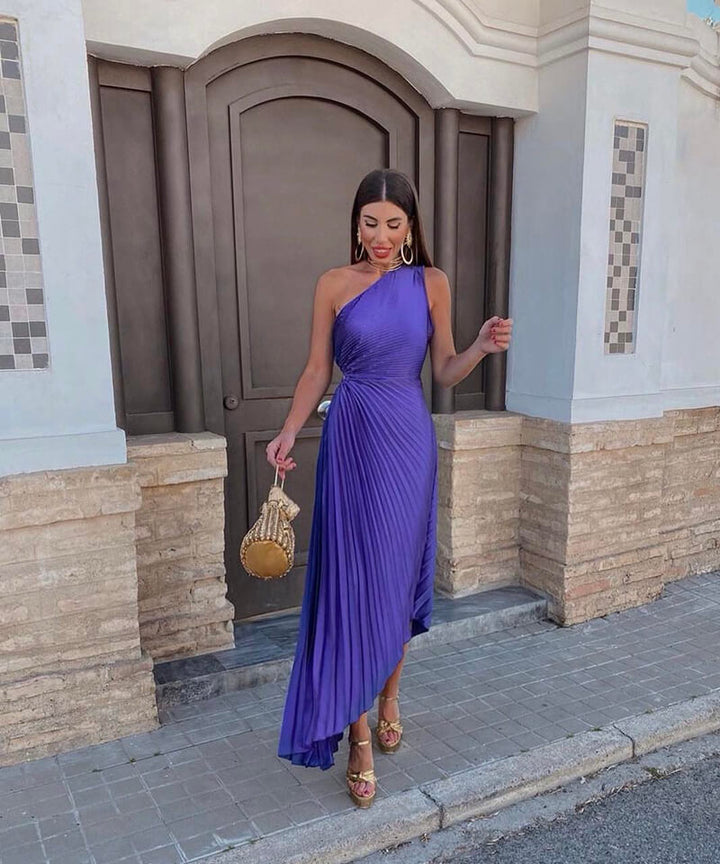 Marjorie - Elegante Abito Midi a Spalla Unica