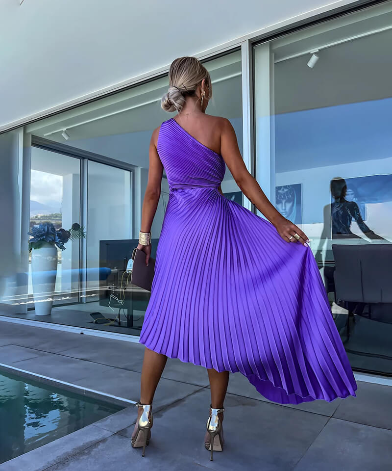 Marjorie - Elegante Abito Midi a Spalla Unica