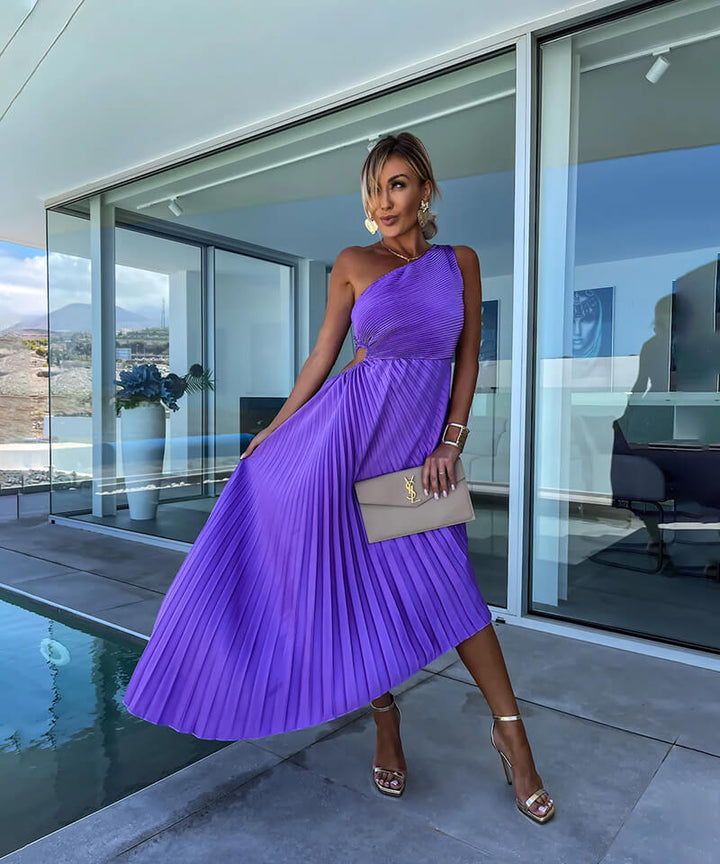 Marjorie - Elegante Abito Midi a Spalla Unica