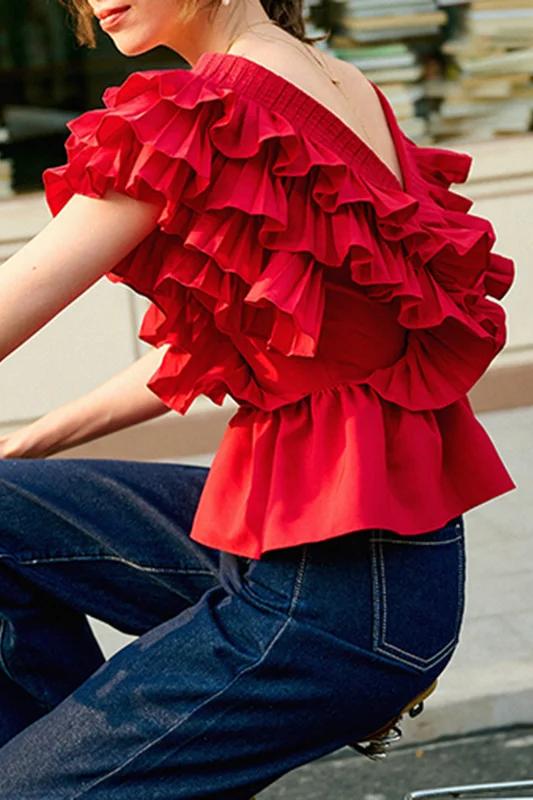 Sofia™ | Blusa V-collo Helen Ruffle