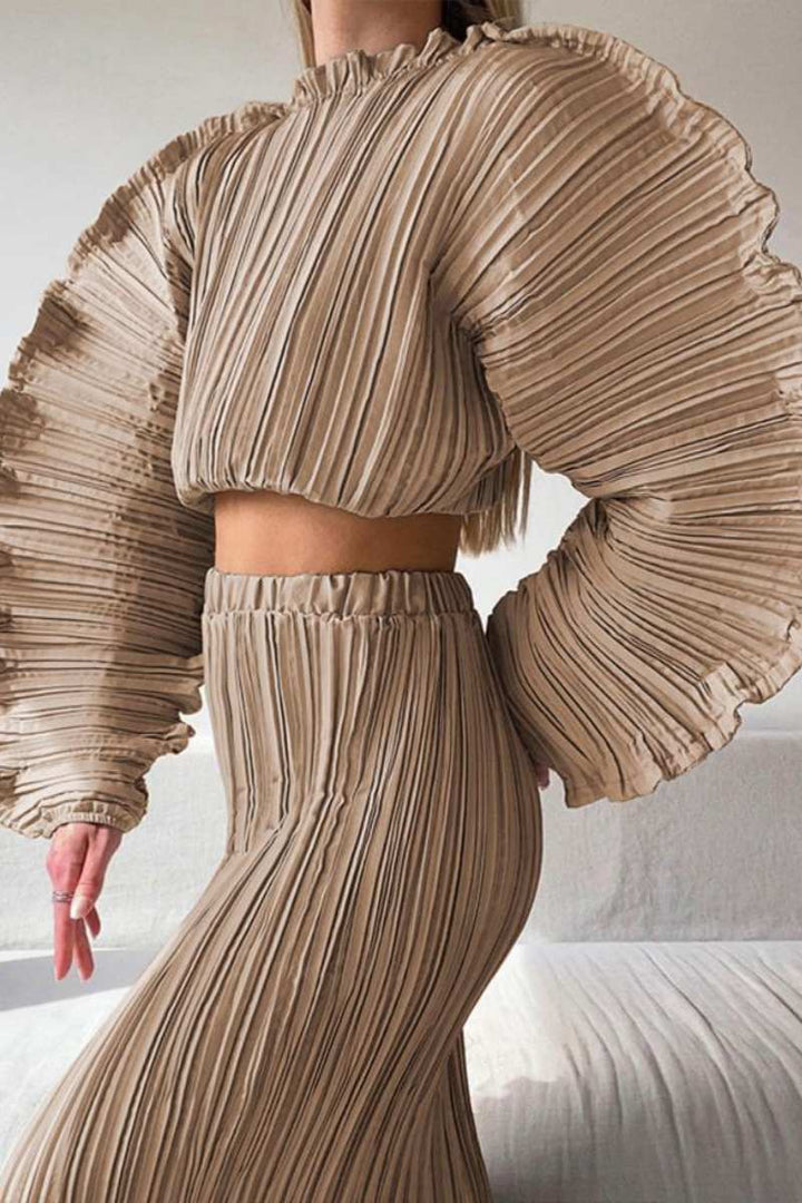 Sofia™ | Top Corto Plissettato con Maniche a Pipistrello Mabel