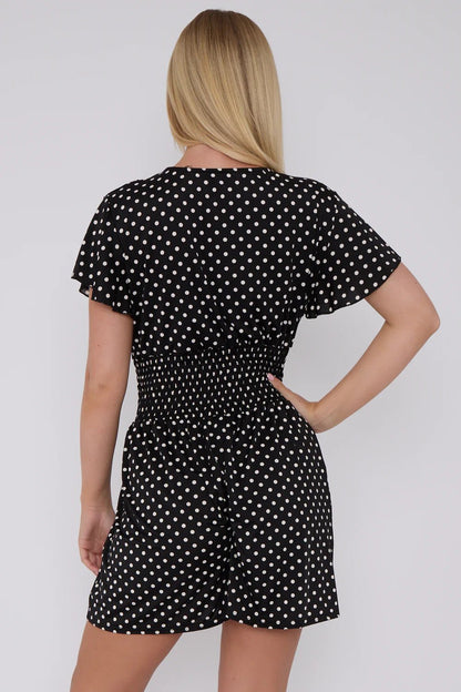 Victoria™ | Polka V-Neck Short Jumpsuit