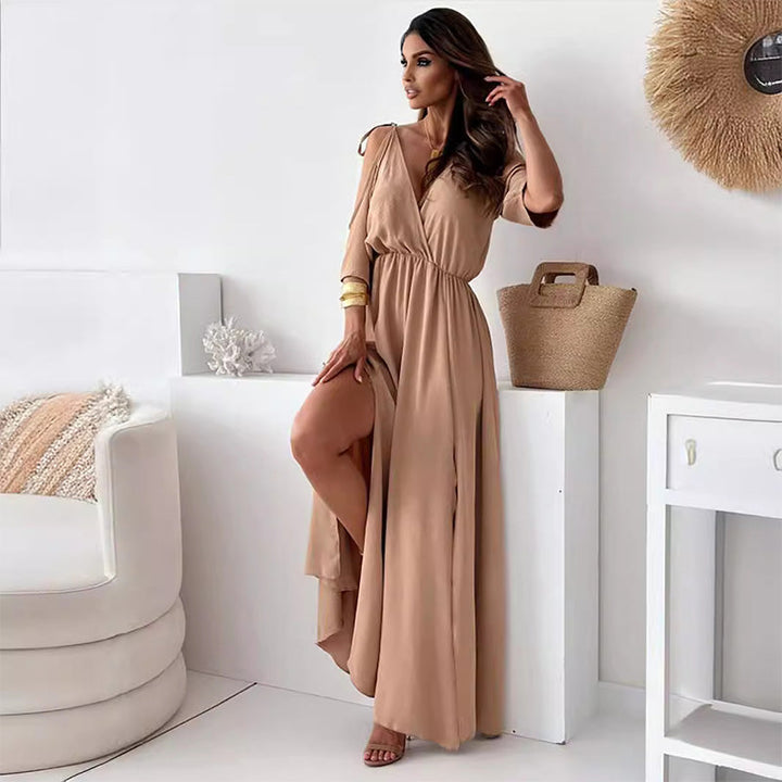 Billie - Vestito Maxi con Scollo a V e Spacco Trendy