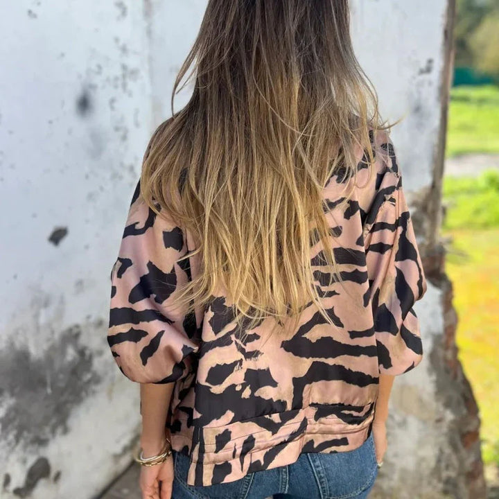 María - Giacca bomber con zip e stampa zebra