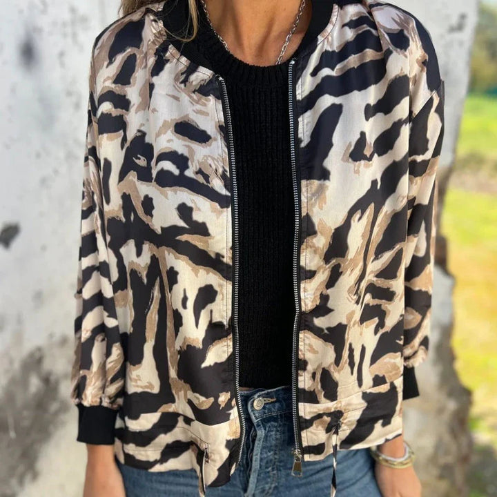 María - Giacca bomber con zip e stampa zebra
